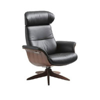 Timeout Wood Swivel Reclining Chair Leather